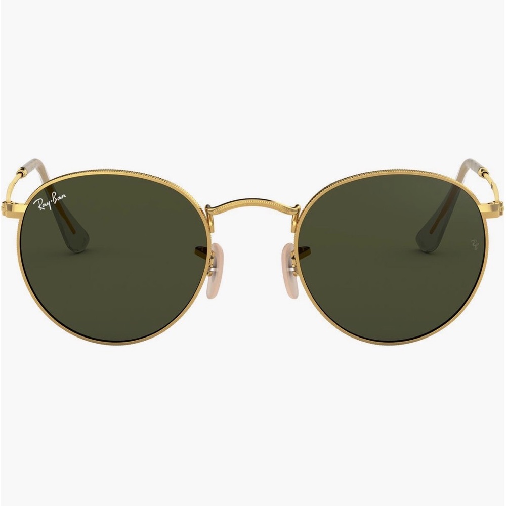 Ray-Ban Icons 50mm Round Metal Glasses in Gold/Green